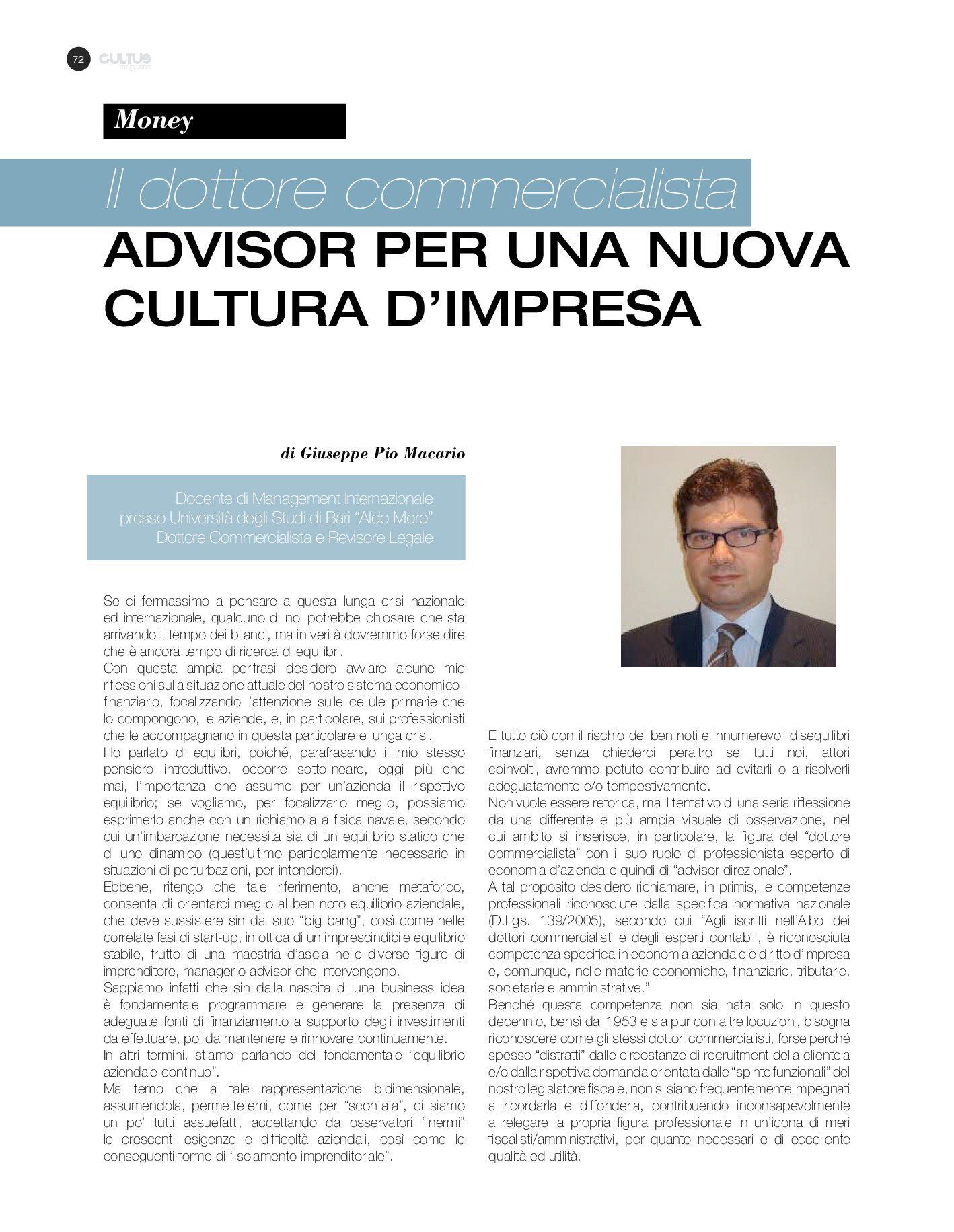 Il dottore commercialista: advisor per una nuova cultura d’impresa
